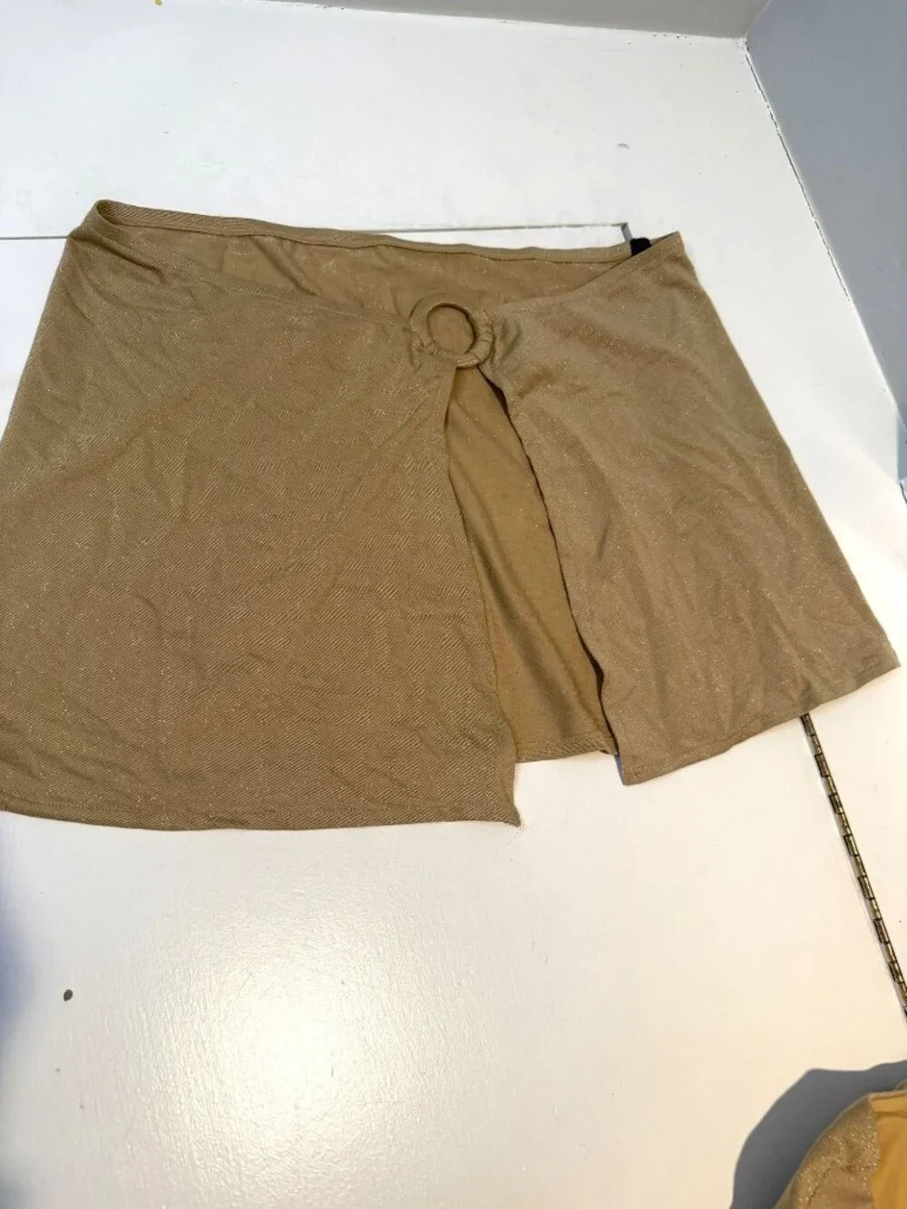 NWT Aqua One Piece Metallic Gold Swimsuit and Skirt Size Large $166 [jb] - Picture 4 of 9